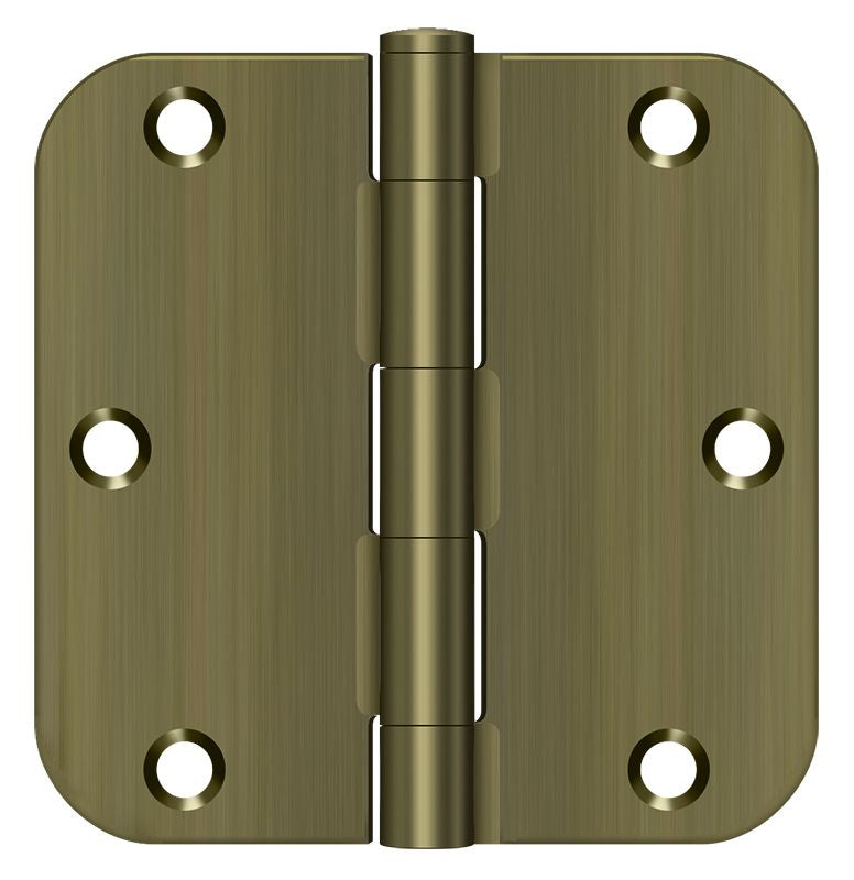 Deltana - 3-1/2" x 3-1/2" x 5/8" Radius Hinge; Residential Thickness - Antique Brass