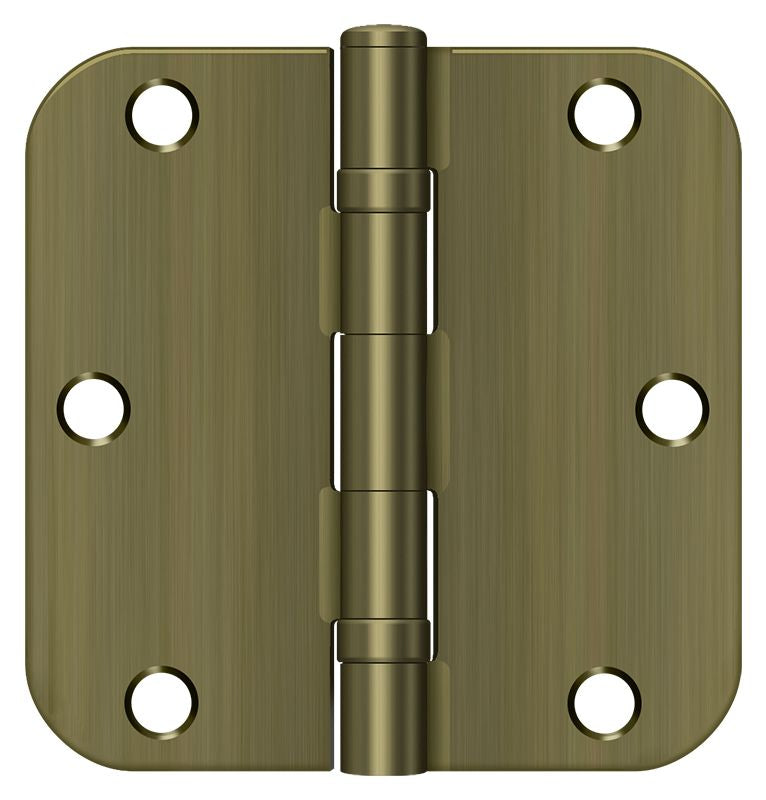 Deltana - 3-1/2" x 3-1/2" x 5/8" Radius Hinge; Ball Bearing - Antique Brass