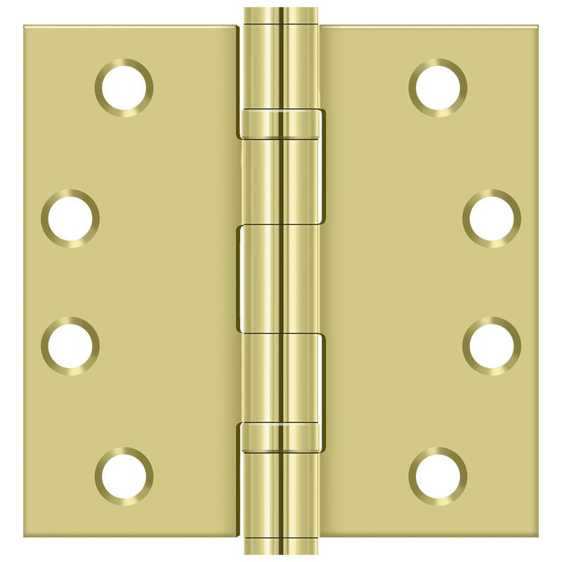 Deltana - 4" x 4" Square Hinge; Heavy Duty; Ball Bearings - Bright Brass