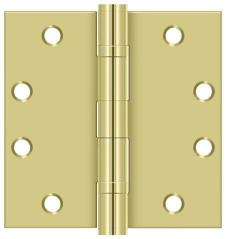Deltana - 4-1/2" x 4-1/2" Square Hinge; Heavy Duty; Ball Bearings - Bright Brass