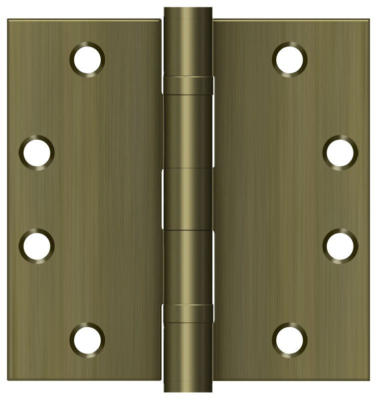Deltana - 4-1/2" x 4-1/2" Square Hinge; Heavy Duty; Ball Bearings - Antique Brass