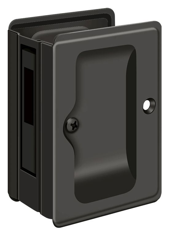 Deltana - Heavy Duty Pocket Lock; Adjustable; 3-1/4" x 2 1/4" Sliding Door Receiver - Oil Rubbed Bronze