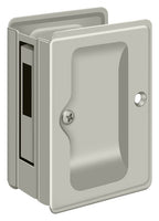 Deltana - Heavy Duty Pocket Lock; Adjustable; 3-1/4" x 2 1/4" Sliding Door Receiver - Satin Nickel
