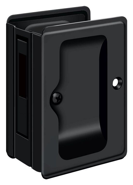 Deltana - Heavy Duty Pocket Lock; Adjustable; 3-1/4" x 2 1/4" Sliding Door Receiver - Black