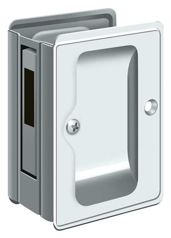 Deltana - Heavy Duty Pocket Lock; Adjustable; 3-1/4" x 2 1/4" Sliding Door Receiver - Bright Chrome