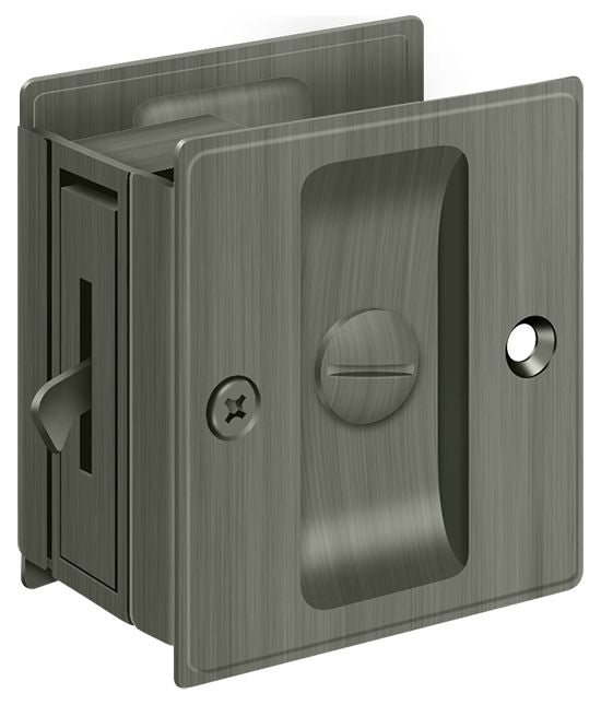 Deltana - Pocket Lock; 2-1/2" x 2-3/4" Privacy - Antique Nickel