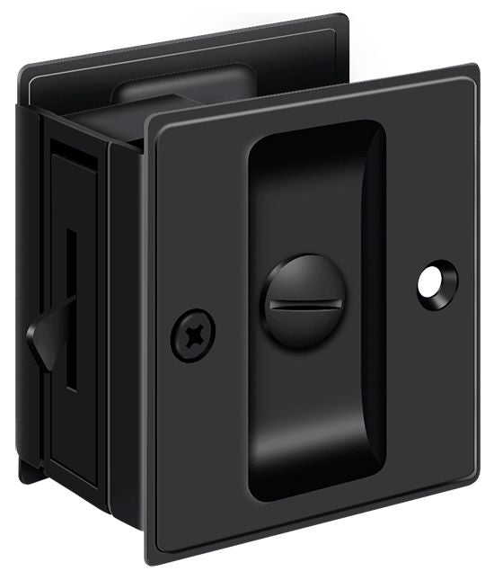 Deltana - Pocket Lock; 2-1/2" x 2-3/4" Privacy - Black