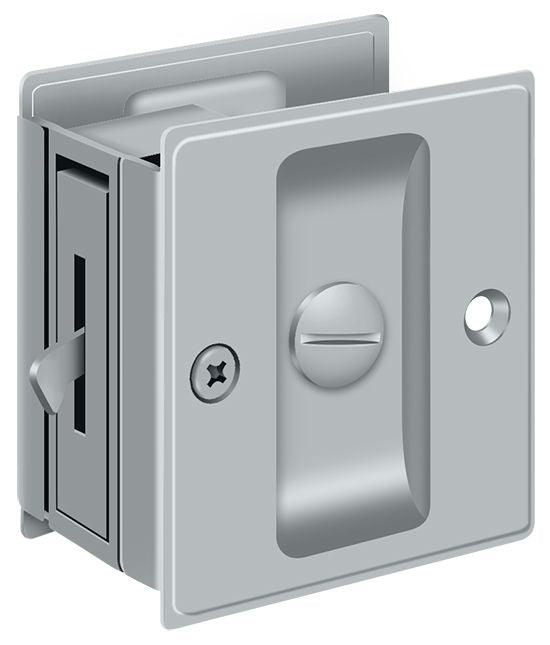Deltana - Pocket Lock; 2-1/2" x 2-3/4" Privacy - Satin Chrome