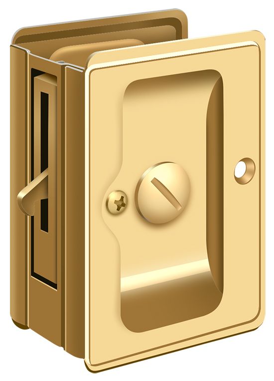 Deltana - Heavy Duty Pocket Lock; Adjustable; 3-1/4" x 2 1/4" Privacy - Lifetime Brass