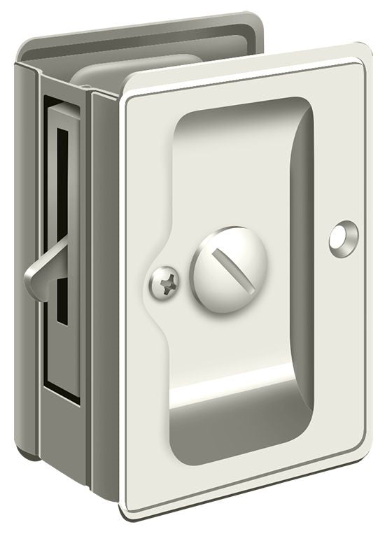 Deltana - Heavy Duty Pocket Lock; Adjustable; 3-1/4" x 2 1/4" Privacy - Bright Nickel