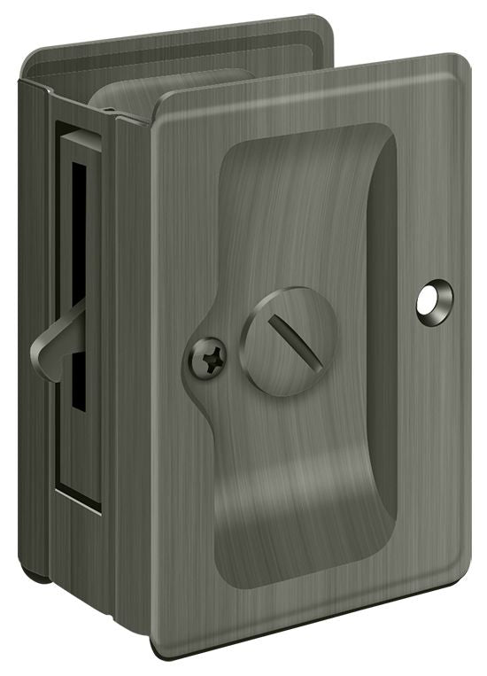 Deltana - Heavy Duty Pocket Lock; Adjustable; 3-1/4" x 2 1/4" Privacy - Antique Nickel
