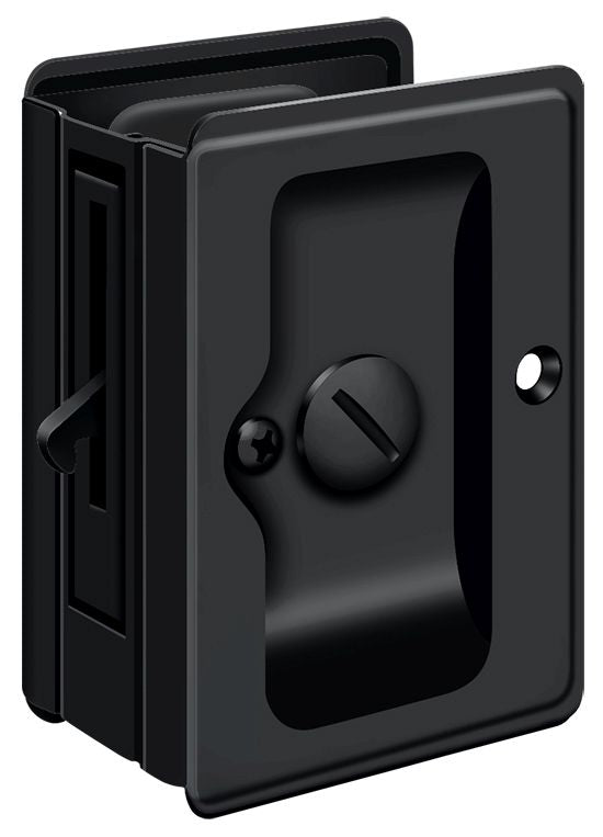 Deltana - Heavy Duty Pocket Lock; Adjustable; 3-1/4" x 2 1/4" Privacy - Black