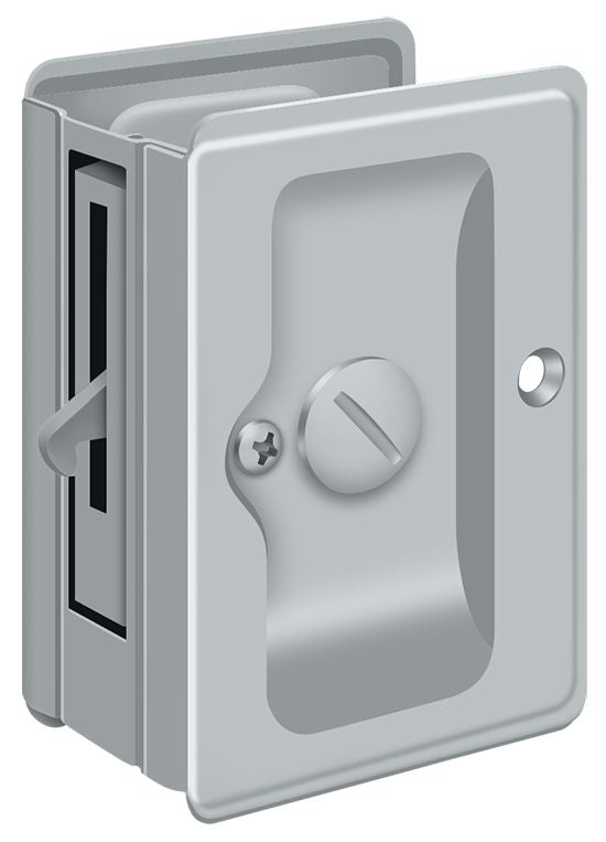 Deltana - Heavy Duty Pocket Lock; Adjustable; 3-1/4" x 2 1/4" Privacy - Satin Chrome
