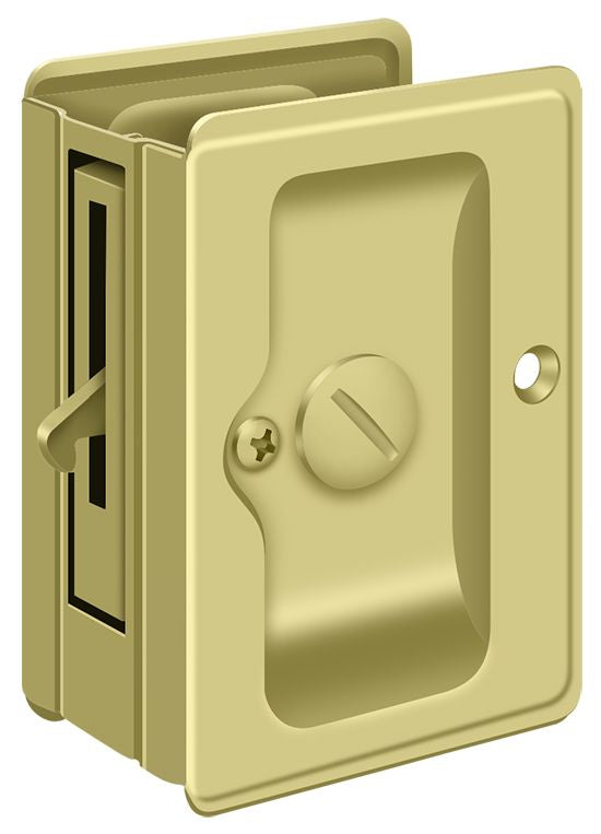 Deltana - Heavy Duty Pocket Lock; Adjustable; 3-1/4" x 2 1/4" Privacy - Bright Brass