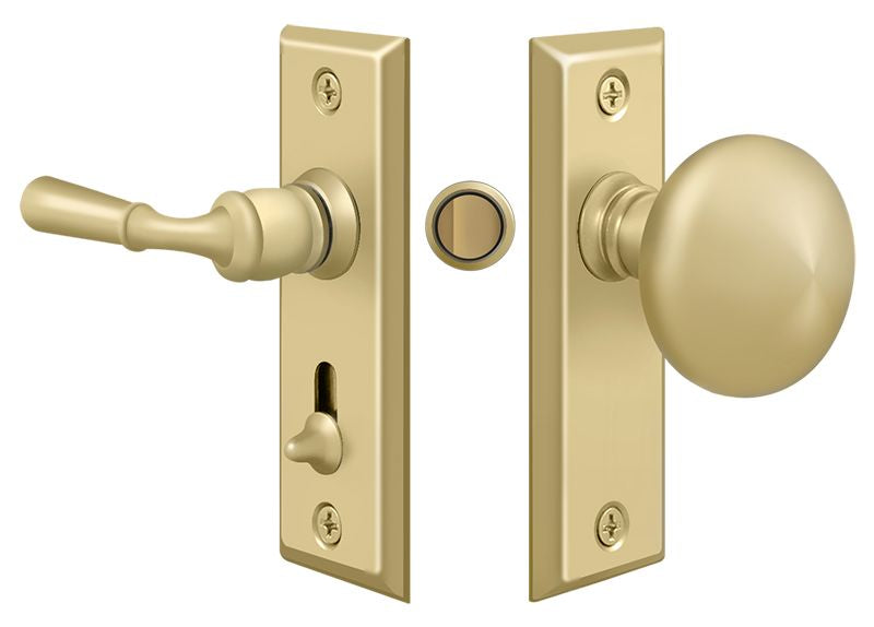 Deltana - Storm Door Latch; Rectangular; Tubular Lock - Unlacquered Bright Brass