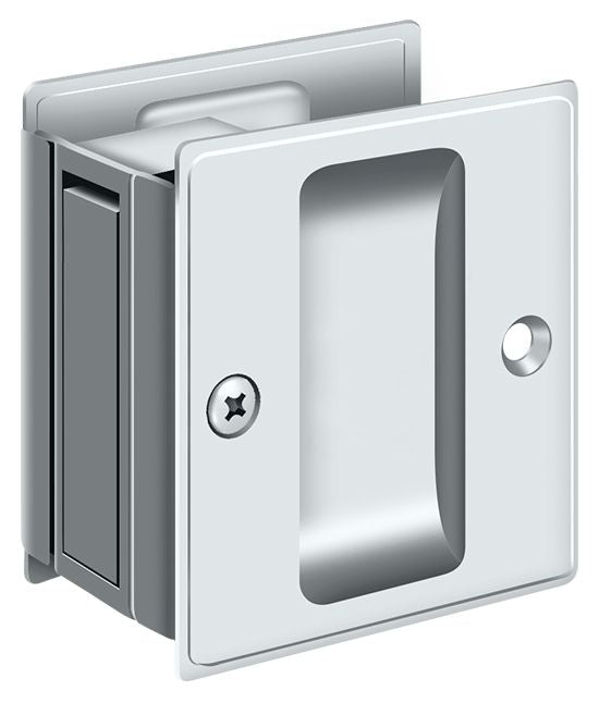 Deltana - Pocket Lock; 2-1/2" x 2-3/4" Passage - Bright Chrome