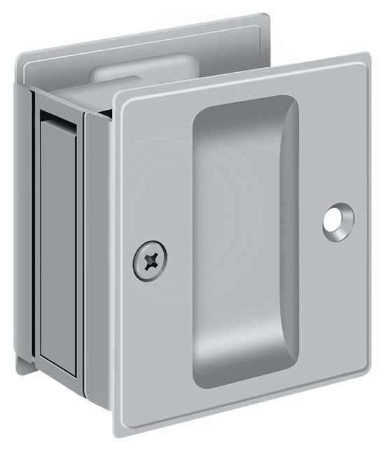 Deltana - Pocket Lock; 2-1/2" x 2-3/4" Passage - Satin Chrome