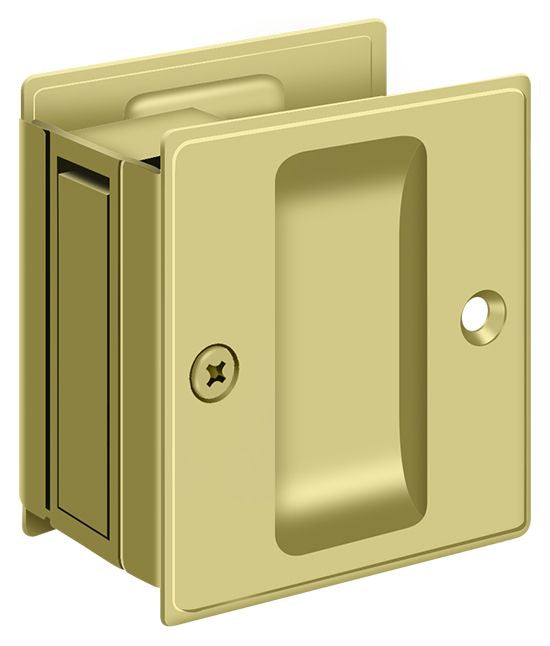 Deltana - Pocket Lock; 2-1/2" x 2-3/4" Passage - Bright Brass