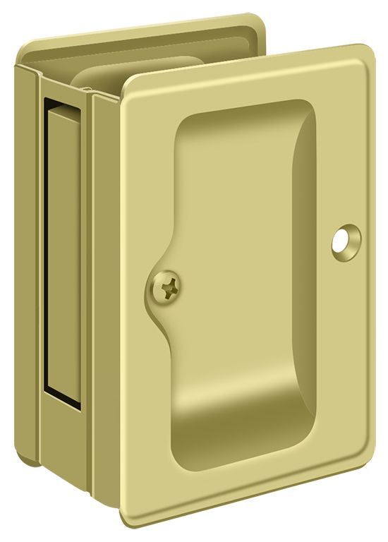 Deltana - Heavy Duty Pocket Lock; Adjustable; 3-1/4" x 2 1/4" Passage - Bright Brass