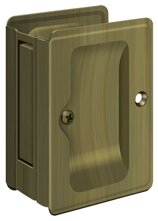 Deltana - Heavy Duty Pocket Lock; Adjustable; 3-1/4" x 2 1/4" Passage - Antique Brass