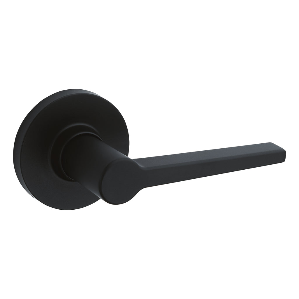 Safelock - Daylon Lever with Round Rose Passage Lock with 4AL Latch and RCS Strike - Matte Black