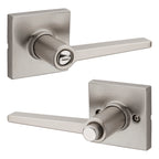 Safelock - Daylon Lever with Square Rose Privacy Lock with 4AL Latch and RCS Strike - Satin Nickel