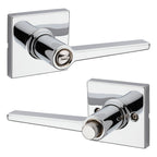 Safelock - Daylon Lever with Square Rose Privacy Lock with 4AL Latch and RCS Strike - Bright Chrome
