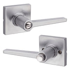 Safelock - Daylon Lever with Square Rose Privacy Lock with 4AL Latch and RCS Strike - Satin Chrome