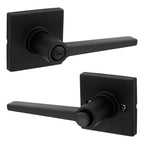 Safelock - Daylon Lever with Square Rose Privacy Lock with 4AL Latch and RCS Strike - Matte Black
