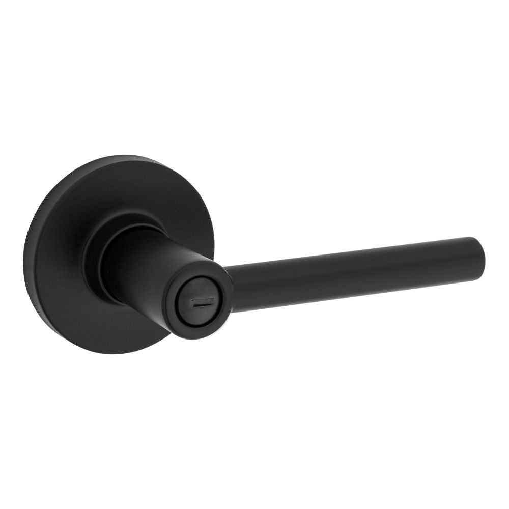 Safelock - Reminy Lever Round Rose Push Button Privacy Lock with 4AL Latch and RCS Strike - Matte Black