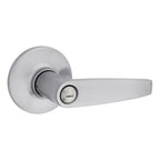 Safelock - Winston Lever Round Rose Push Button Privacy Lock with 4AL Latch and RCS Strike - Satin Chrome