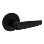 Safelock - Winston Lever Round Rose Push Button Privacy Lock with 4AL Latch and RCS Strike - Matte Black