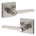 Safelock - Daylon Lever with Square Rose Push Button Entry Lock with 4AL Latch and RCS Strike - Satin Nickel