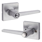Safelock - Daylon Lever with Square Rose Push Button Entry Lock with 4AL Latch and RCS Strike - Satin Chrome