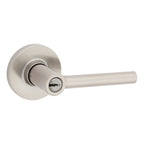 Safelock - Reminy Lever Round Rose Push Button Entry Lock with 4AL Latch and RCS Strike - Satin Nickel