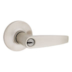 Safelock - Winston Lever Round Rose Push Button Entry Lock with 4AL Latch and RCS Strike - Satin Nickel