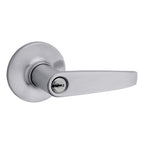 Safelock - Winston Lever Round Rose Push Button Entry Lock with 4AL Latch and RCS Strike - Satin Chrome