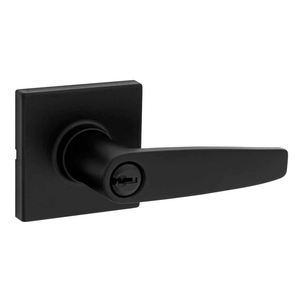 Safelock - Winston Lever Square Rose Push Button Entry Lock with 4AL Latch and RCS Strike - Matte Black
