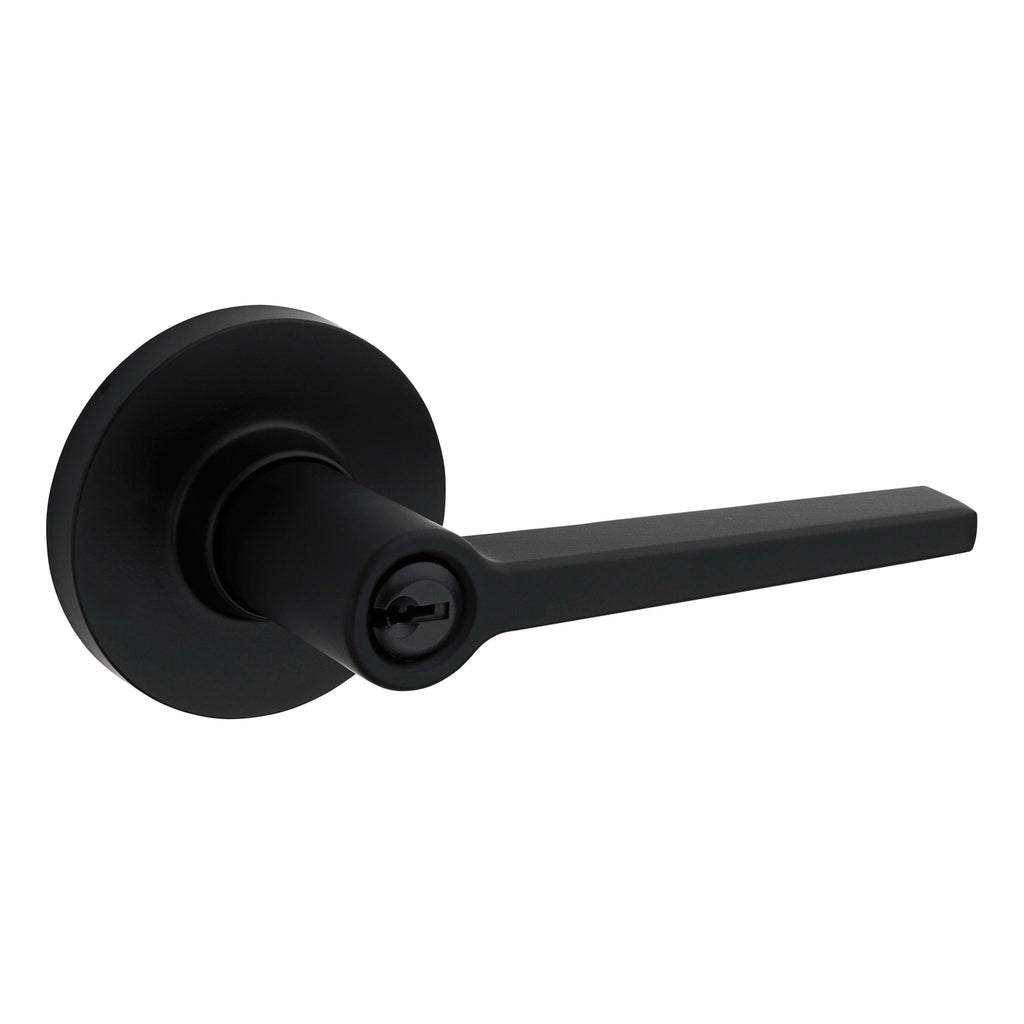 Safelock - Daylon Lever with Round Rose Storeroom Lock with 4AL Latch and RCS Strike - Matte Black