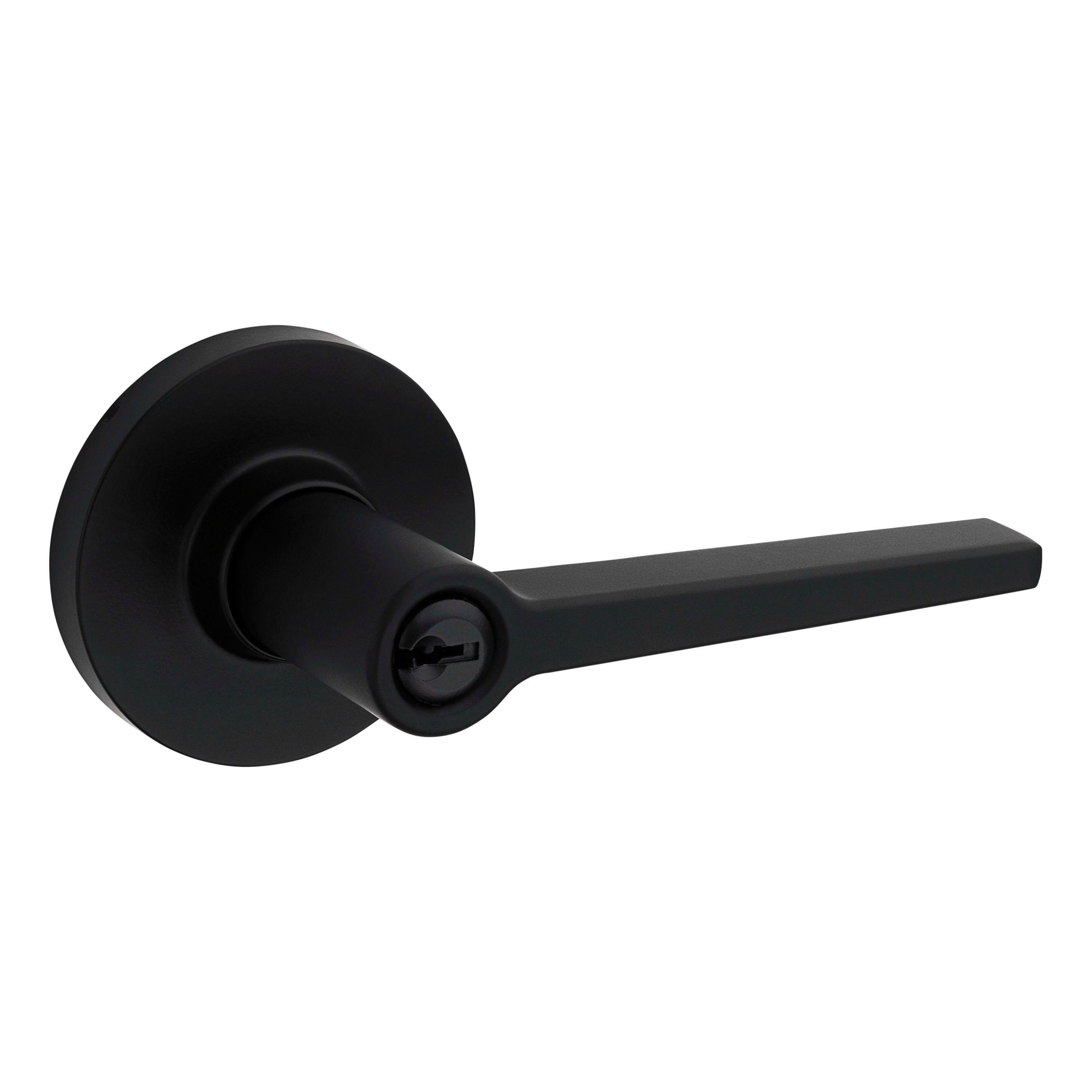 Safelock - Daylon Lever with Round Rose Storeroom Lock with 4AL Latch and RCS Strike - Matte Black