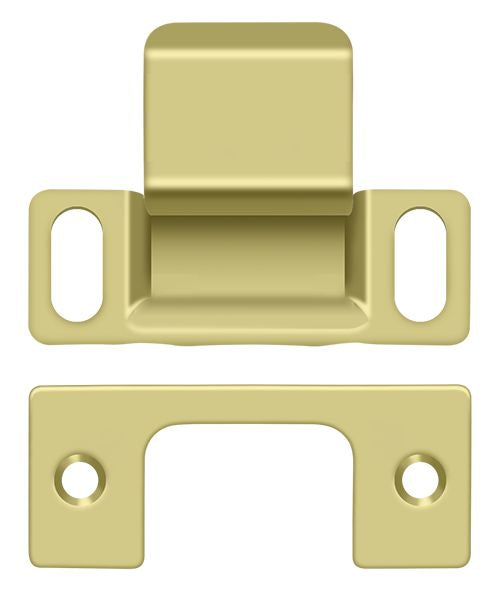 Deltana - Strike Plate; Dust Cup; Adjustable; 2-3/4" x 1-1/4" - Bright Brass