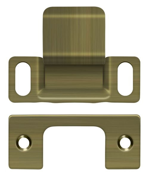 Deltana - Strike Plate; Dust Cup; Adjustable; 2-3/4" x 1-1/4" - Antique Brass