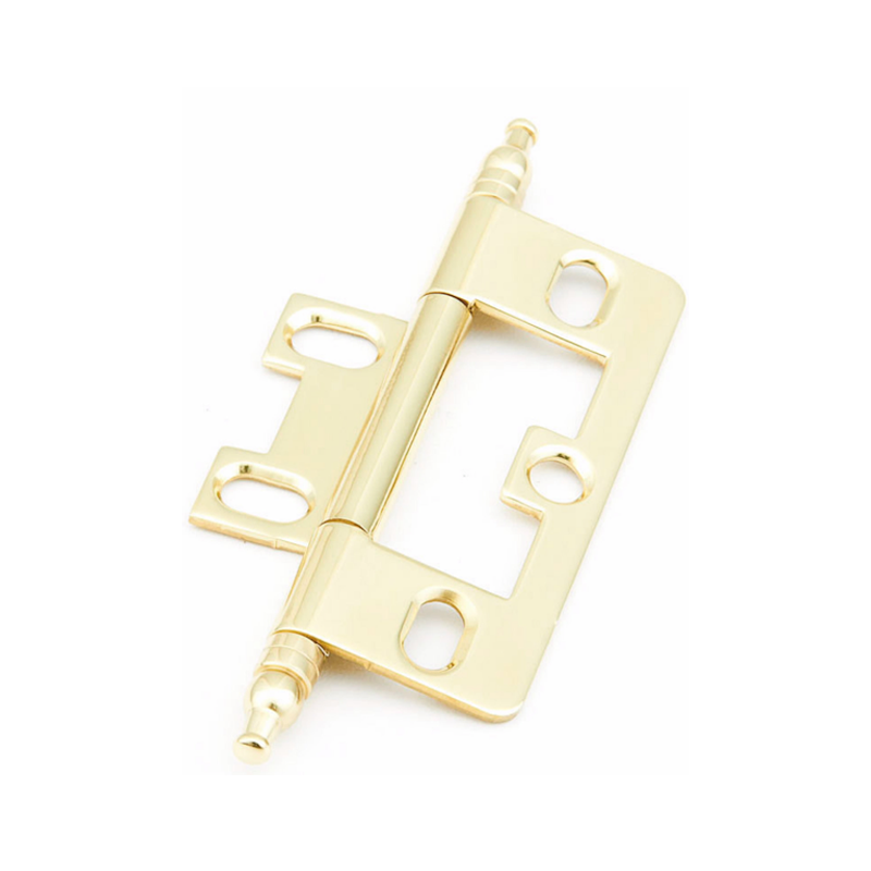 Schaub 1100M-03 Minaret Tip Non-Mortise Cabinet Hinge Bright Brass Finish Main image
