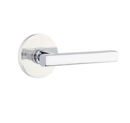 Emtek 5212FRLUS Freestone Lever  2-3/8" Backset Privacy with Modern Rectangular Rose for 1-1/4" to 2" Door Satin Brass Finish