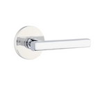 Emtek 5212FRLUS Freestone Lever  2-3/8" Backset Privacy with Modern Rectangular Rose for 1-1/4" to 2" Door Satin Brass Finish