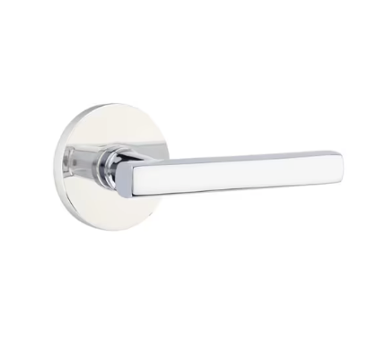 Emtek 5212FRLUS Freestone Lever  2-3/8" Backset Privacy with Modern Rectangular Rose for 1-1/4" to 2" Door Satin Brass Finish