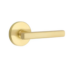 Emtek 5212FRLUS Freestone Lever  2-3/8" Backset Privacy with Modern Rectangular Rose for 1-1/4" to 2" Door Satin Brass Finish