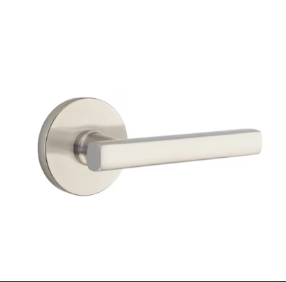 Emtek 5212FRLUS Freestone Lever  2-3/8" Backset Privacy with Modern Rectangular Rose for 1-1/4" to 2" Door Satin Brass Finish