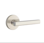 Emtek 5212FRLUS Freestone Lever  2-3/8" Backset Privacy with Modern Rectangular Rose for 1-1/4" to 2" Door Satin Brass Finish