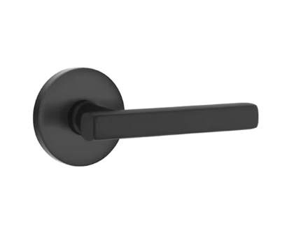 Emtek 5212FRLUS Freestone Lever  2-3/8" Backset Privacy with Modern Rectangular Rose for 1-1/4" to 2" Door Satin Brass Finish Main image